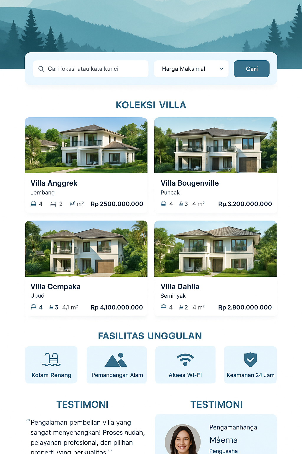 Jasa Pembuatan Website Pemesanan Villa Mewah – Desain Elegan & Fitur Booking Otomatis